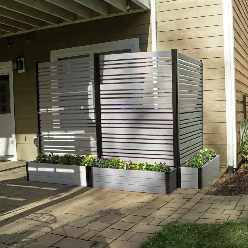 Outdoor Freestanding Privacy Fence Screen Panel and Planter Box