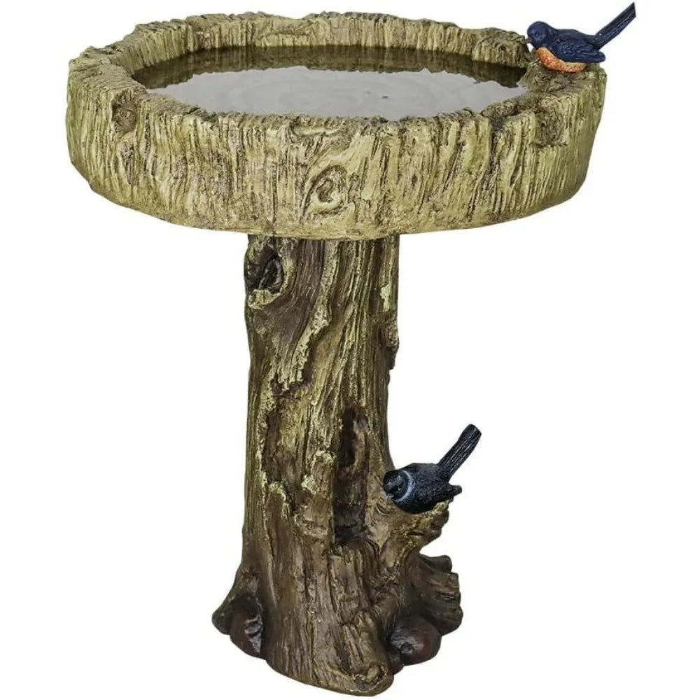 24.4" H Fibre Reinforced Concrete Outdoor Garden Bird Bath with Bird