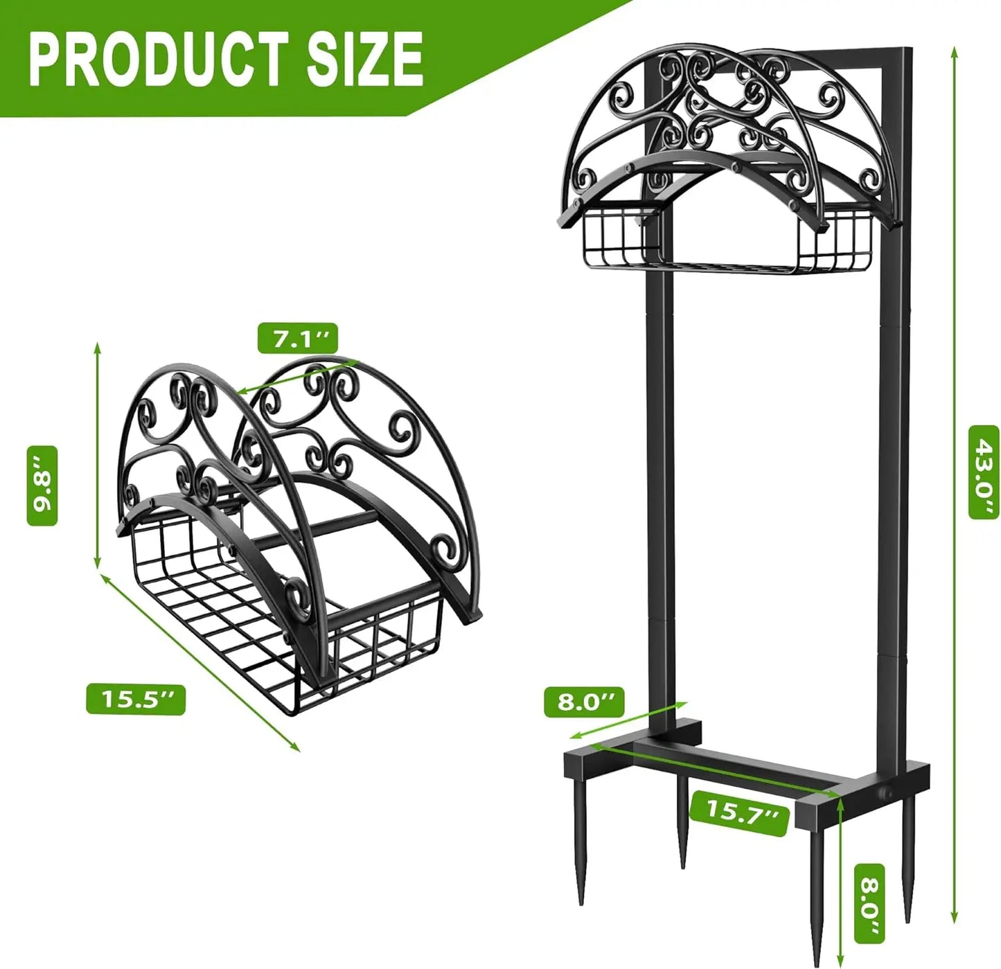 Garden Hose Holder - Metal Freestanding Hose Hanger