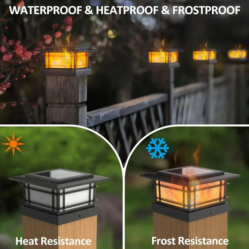 8 Pack Solar Flame Post Lights Outdoor