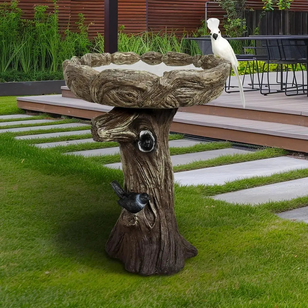 24.4" H Fibre Reinforced Concrete Outdoor Garden Bird Bath with Bird