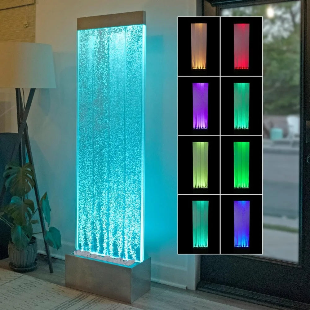 Indoor Bubble Wall Water Fountain with Color-Changing LED Lights