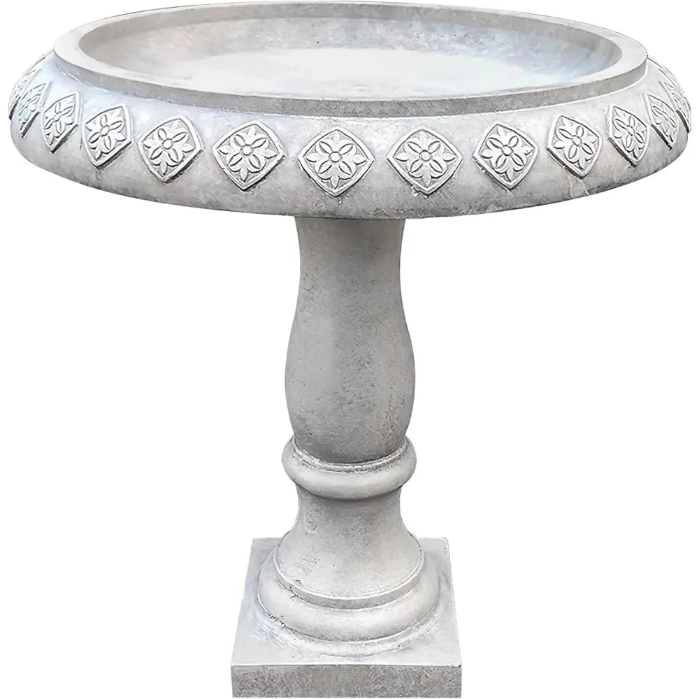 24.25 Inch Tall Handmade Concrete Birdbath