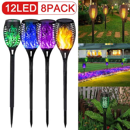 8pcs LED Solar Flame Torch