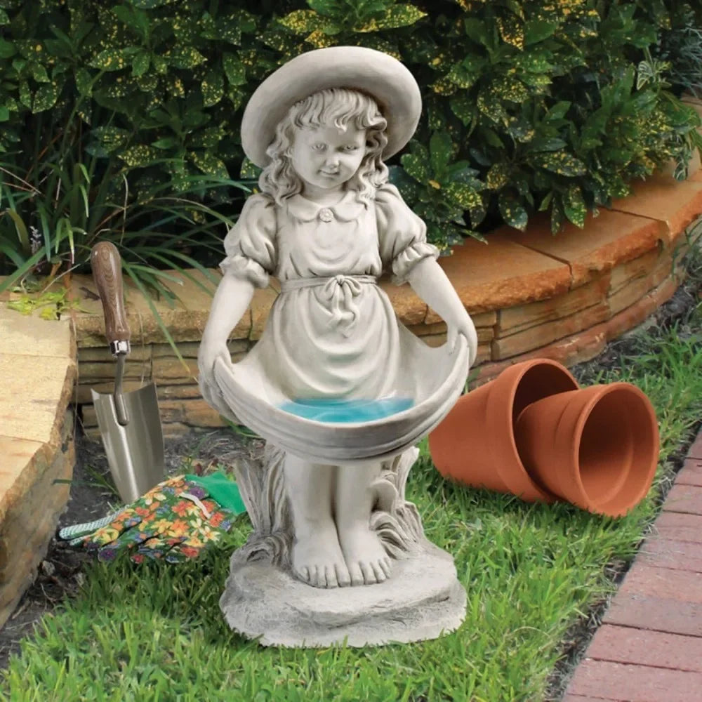 Garden Statue Bird Bath Feeder Sculptures & Figurine 21 Inch