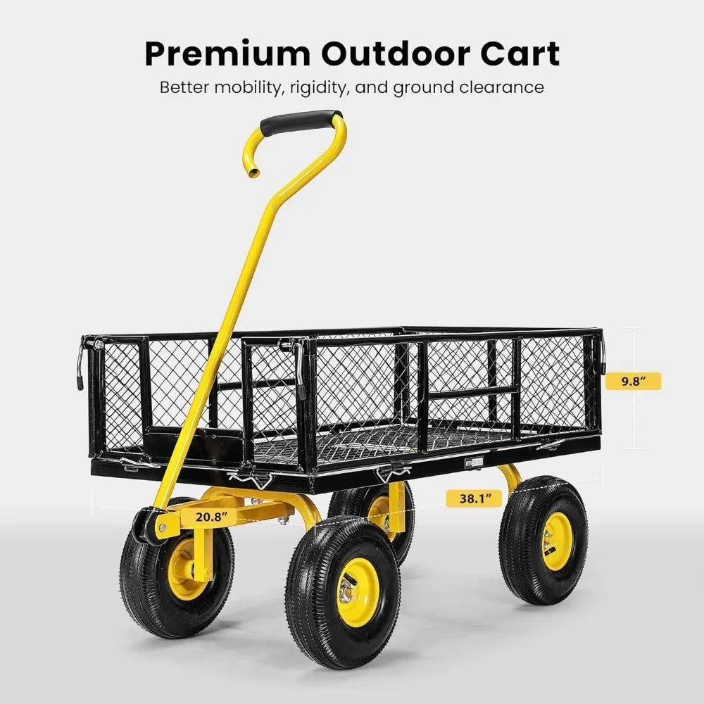 Garden Cart, 880 Lbs Capacity Folding Utility Wagon and Garden Cart