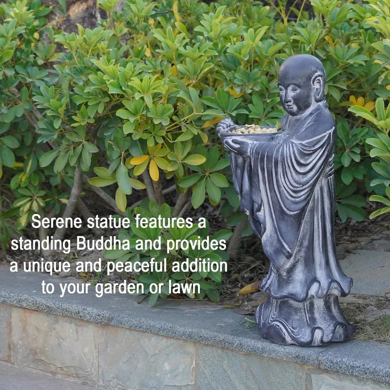 Garden Decor Outdoor Buddha Statue -Bird Feeder Bath