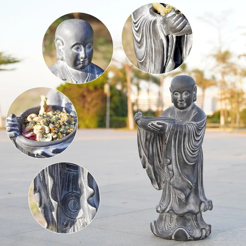 Garden Decor Outdoor Buddha Statue -Bird Feeder Bath