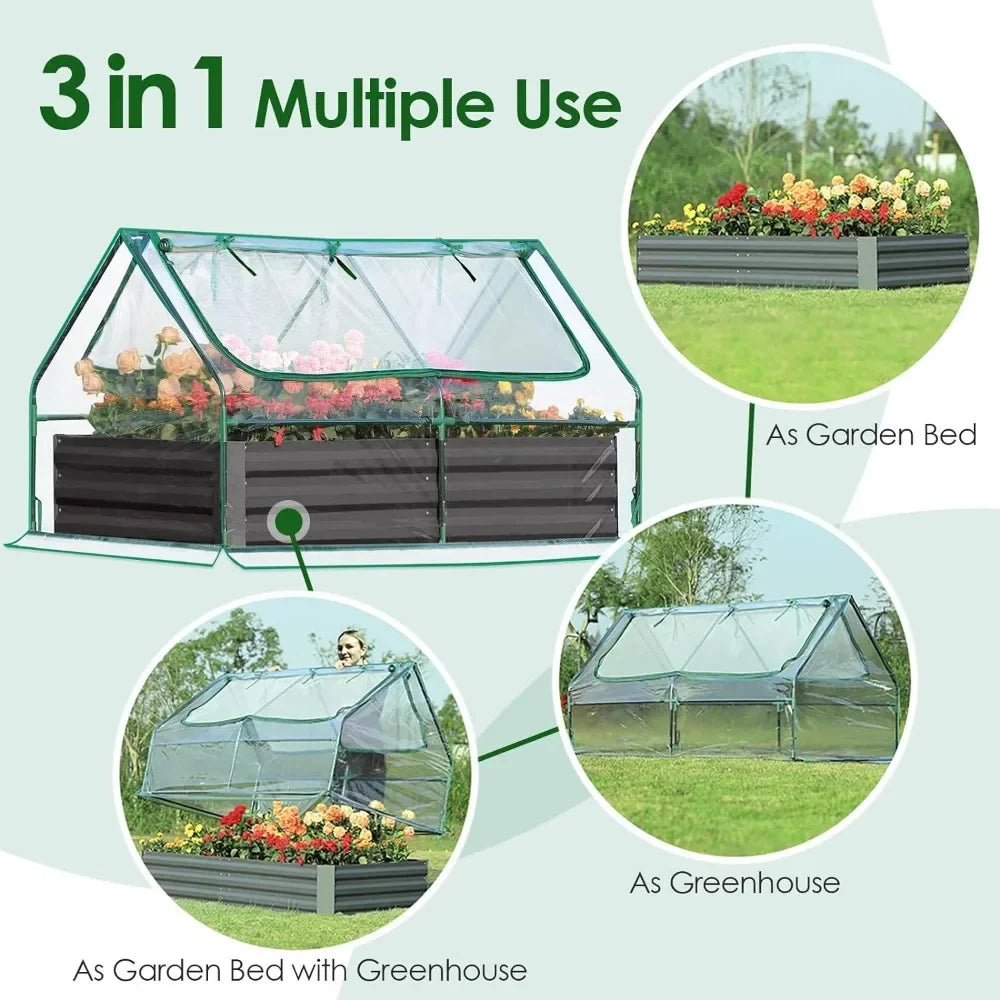 6x3x1ft Galvanized Raised Garden Bed