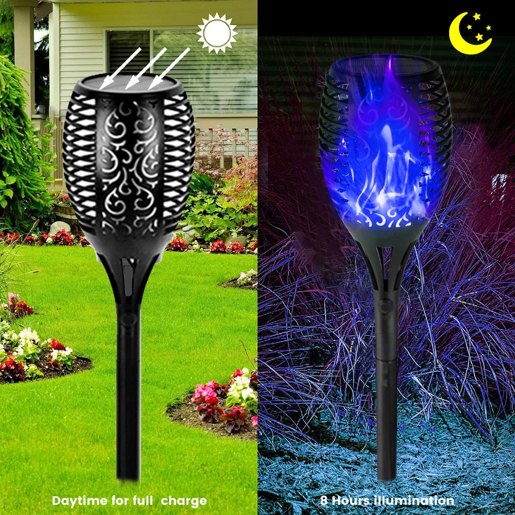 8pcs LED Solar Flame Torch