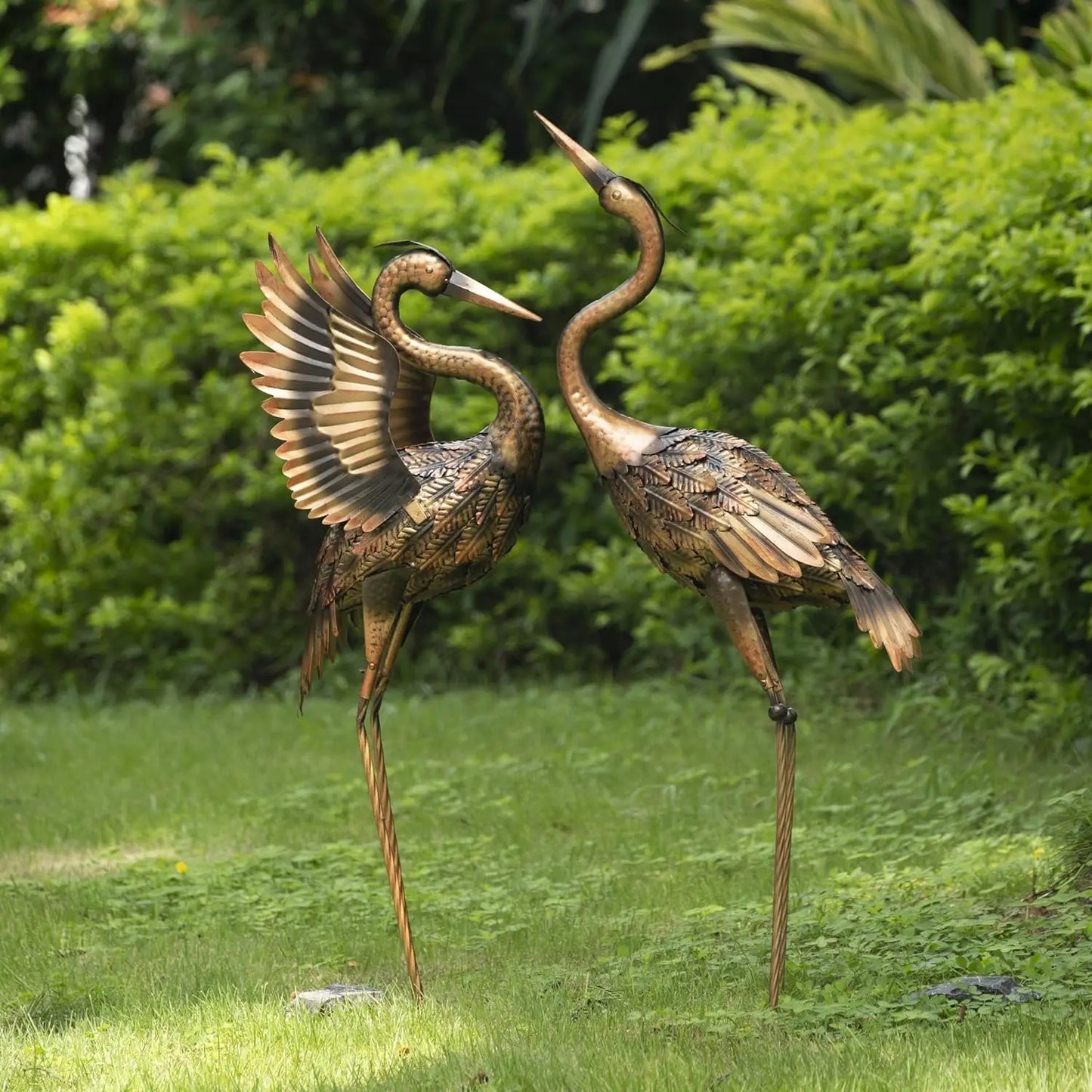 Brass Metal Crane Yard Art