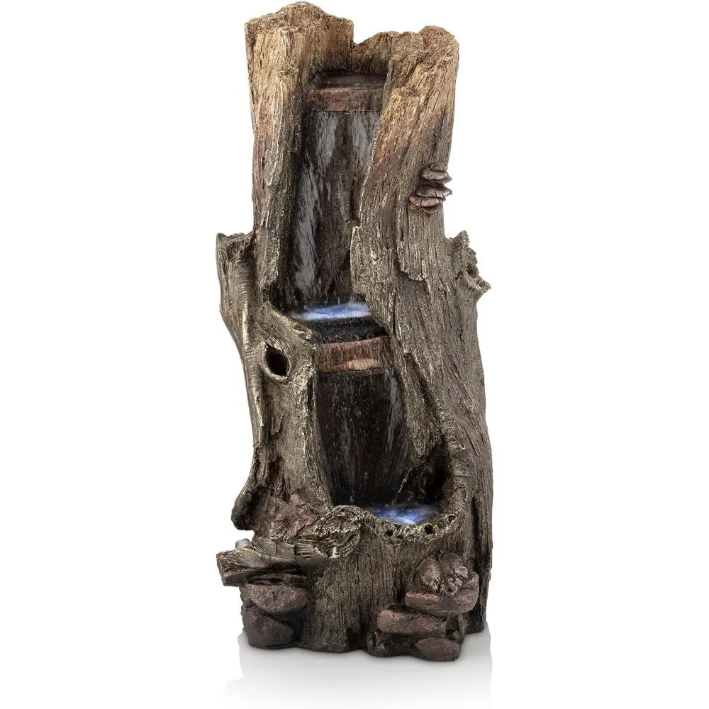 Tree Trunk Water Fountain With LED Lights