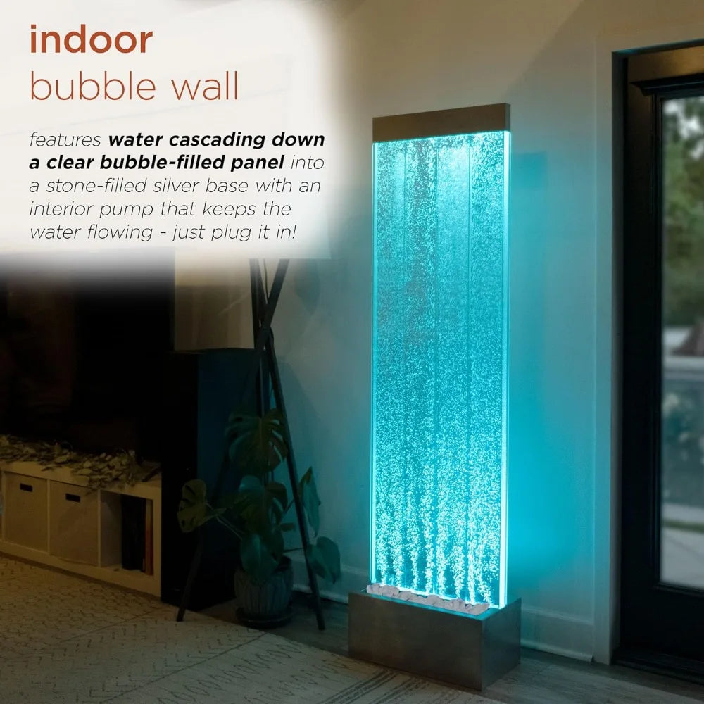 Indoor Bubble Wall Water Fountain with Color-Changing LED Lights